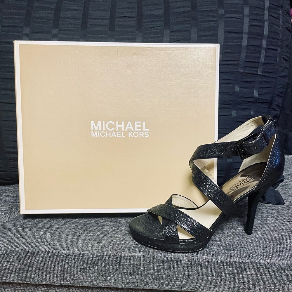 Michael Kors Black Leather Strappy Heels